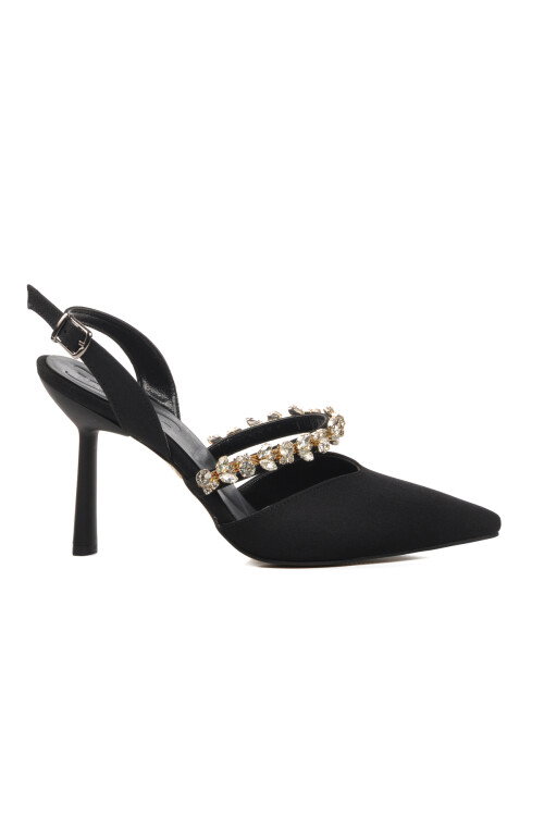 Black Satin Womens Evening Shoes 544012 Z