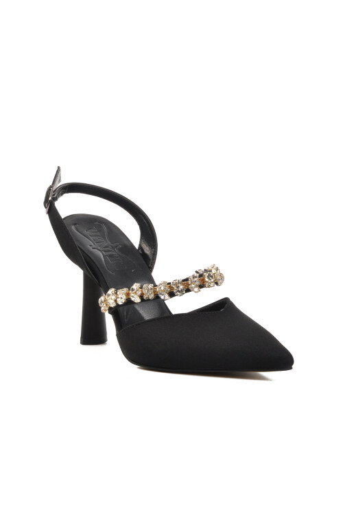 Black Satin Womens Evening Shoes 544012 Z