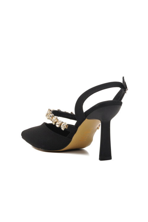 Black Satin Womens Evening Shoes 544012 Z