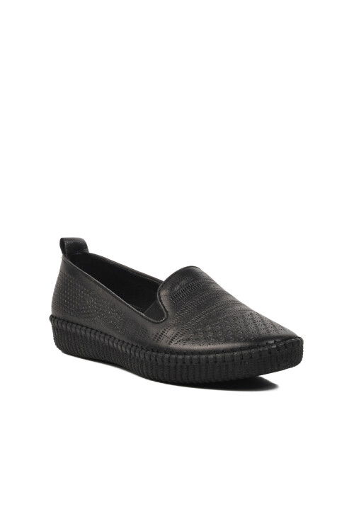 حذاء كاجوال نسائي تشريحي من الجلد الطبيعي باللون الأسود 7232 Z