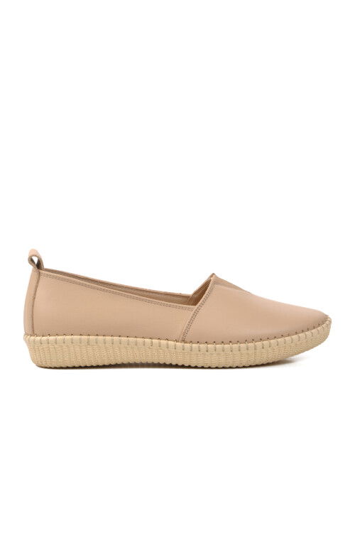 Beige Genuine Leather Anatomic Womens Casual Shoes 7233-1 Z