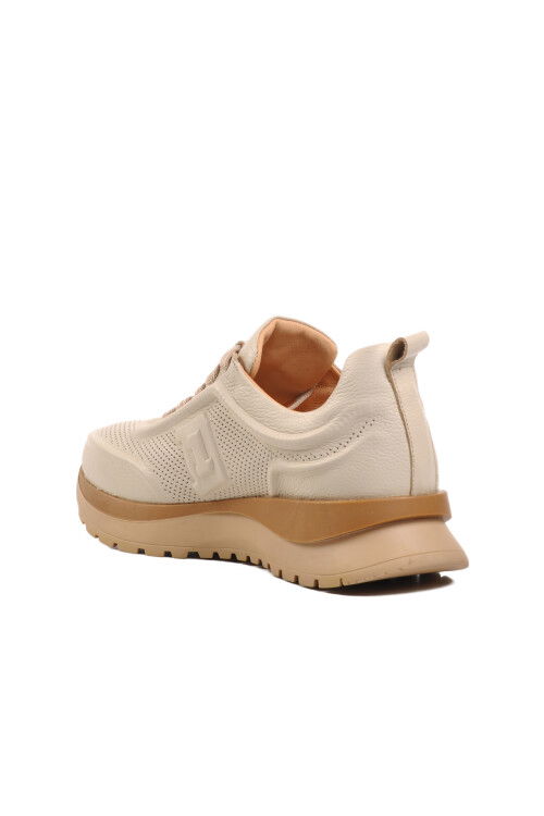 Beige Genuine Leather Womens Sneakers D1 Z