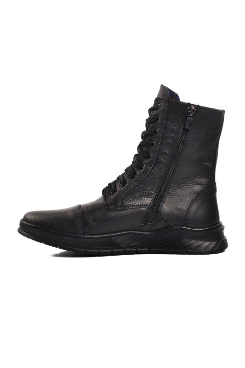 حذاء رجالي من الجلد الطبيعي من الداخل من الصوف الأسود، مقاس 2025 م