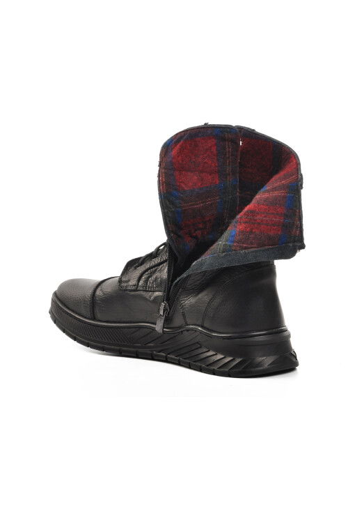 حذاء رجالي من الجلد الطبيعي من الداخل من الصوف الأسود، مقاس 2025 م