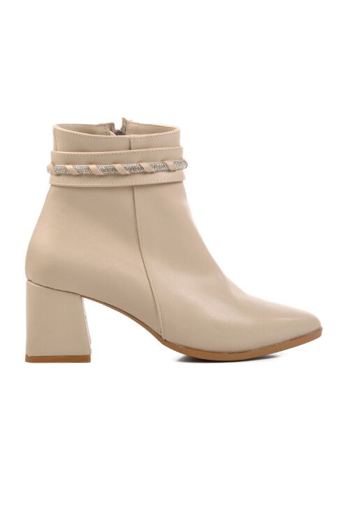 Beige Leather Fleece Womens Boots 276515 Z