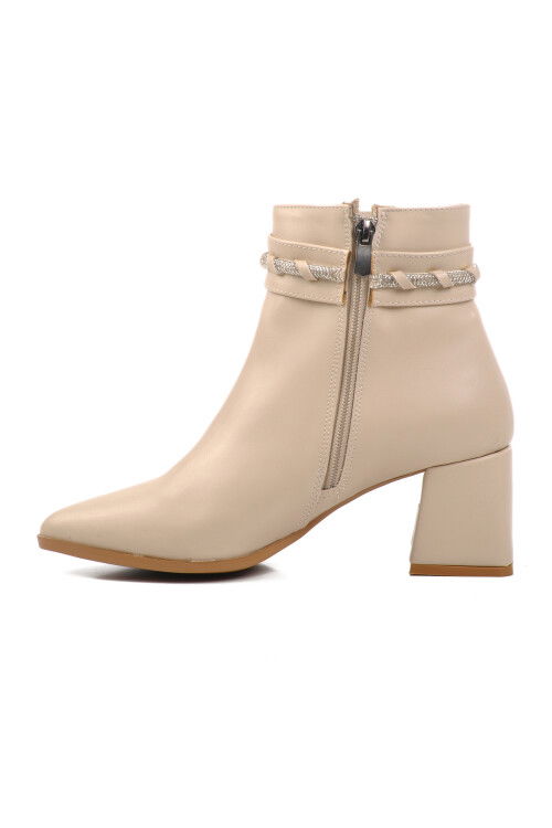 Beige Leather Fleece Womens Boots 276515 Z
