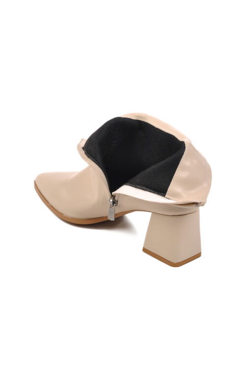 Beige Leather Fleece Womens Boots 276515 Z