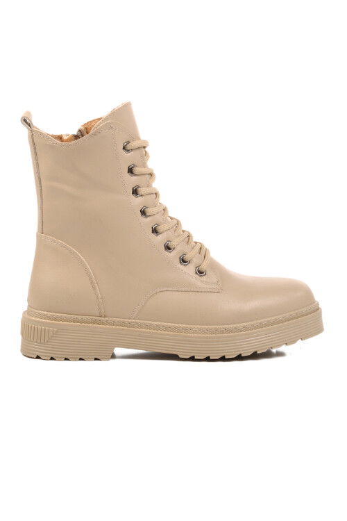 حذاء نسائي من الجلد البيج مبطن بالفرو 525343 Z