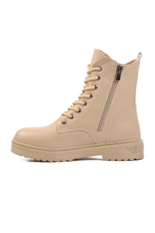 حذاء نسائي من الجلد البيج مبطن بالفرو 525343 Z