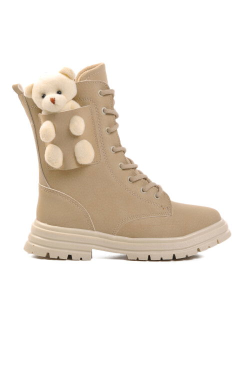 Beige Polar Fleece Girls Boots Perla F