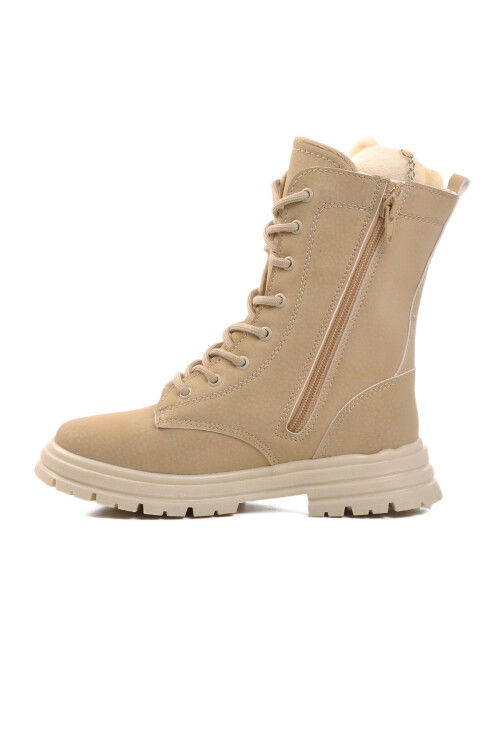 Beige Polar Fleece Girls Boots Perla F