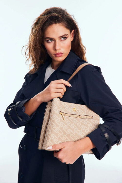 حقيبة كتف وحقيبة يد نسائية بيج US24529