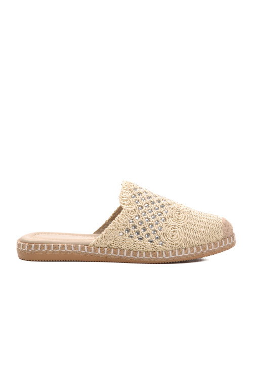 Beige Knitted Lightweight Knitwear Womens Slippers 542023 Z