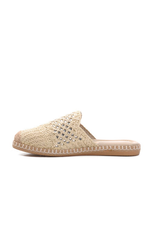 Beige Knitted Lightweight Knitwear Womens Slippers 542023 Z