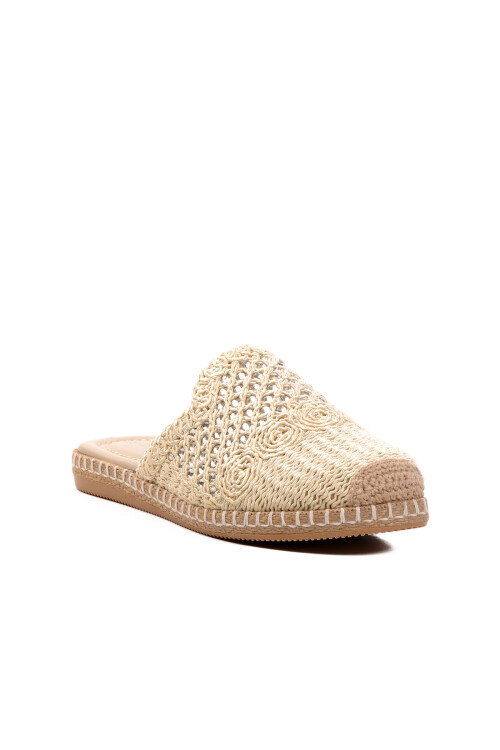 Beige Knitted Lightweight Knitwear Womens Slippers 542023 Z