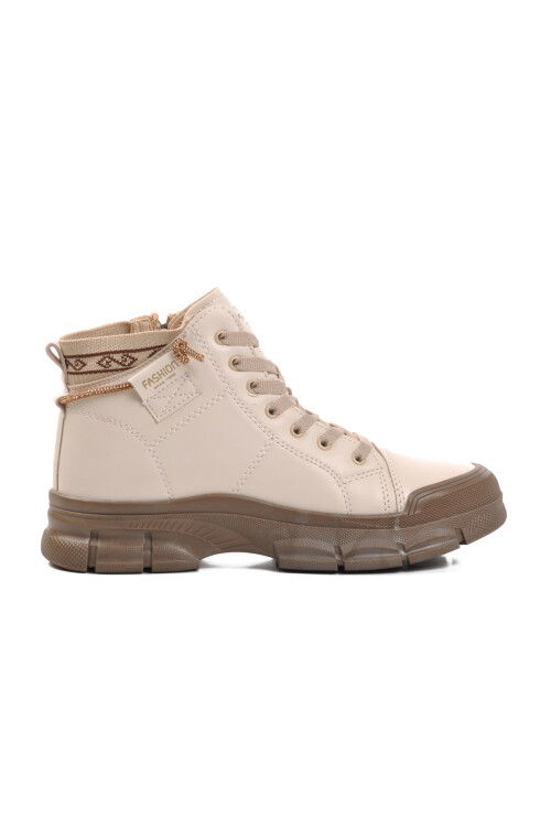 Beige Coffee Fleece Zippered Womens Boots Persei Z