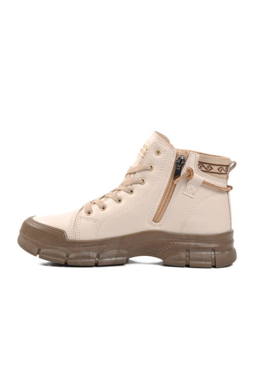 Beige Coffee Fleece Zippered Womens Boots Persei Z