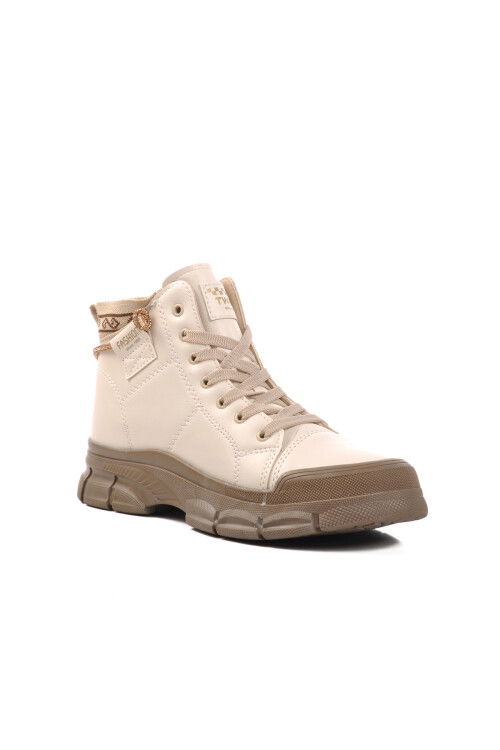 Beige Coffee Fleece Zippered Womens Boots Persei Z