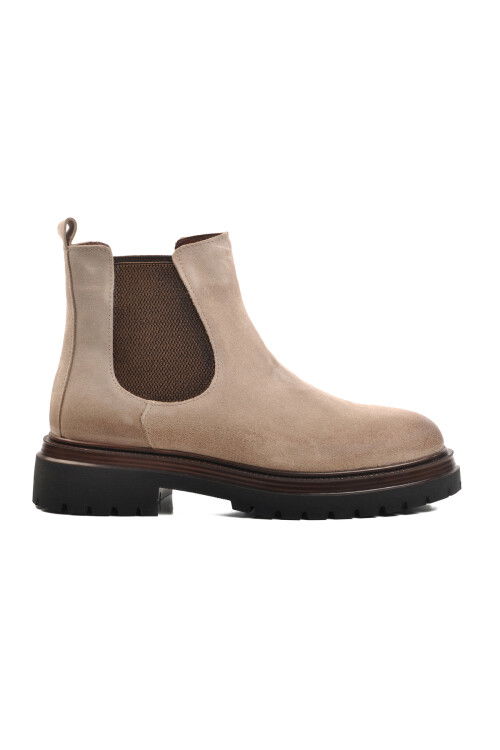 Beige Nubuck Genuine Leather Mens Chelsea Boots Br-44001 M