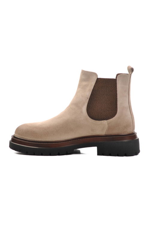 Beige Nubuck Genuine Leather Mens Chelsea Boots Br-44001 M