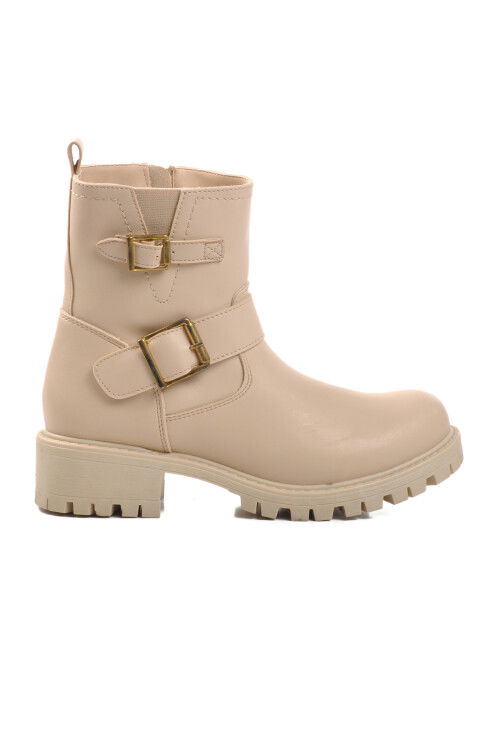 Beige Zippered Womens Boots 23010 Z