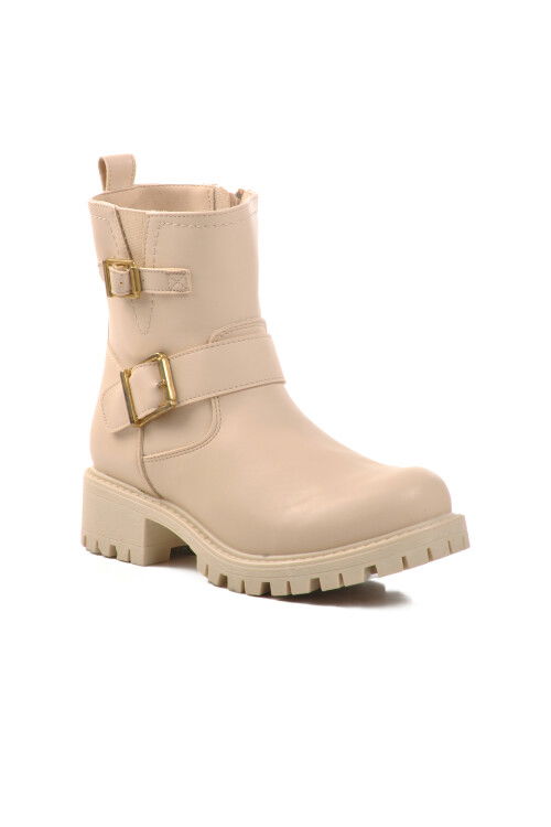 Beige Zippered Womens Boots 23010 Z
