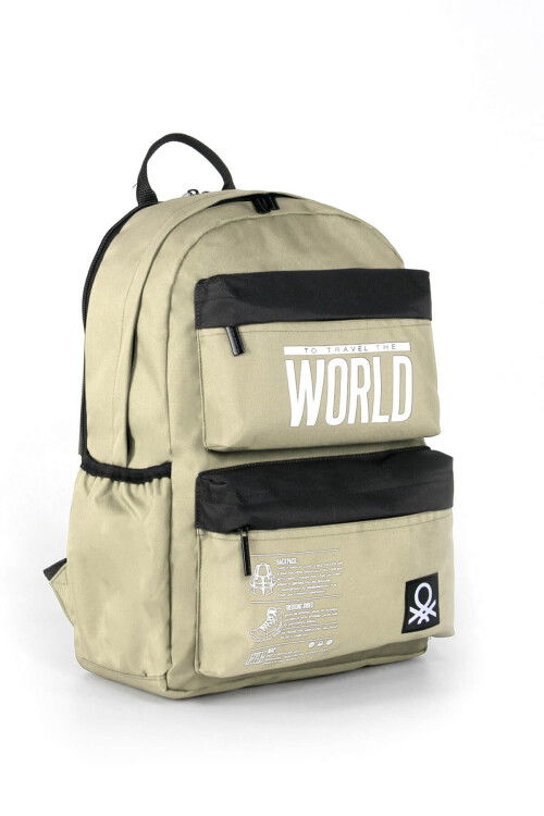 Beige-Black Unisex Backpack 03837