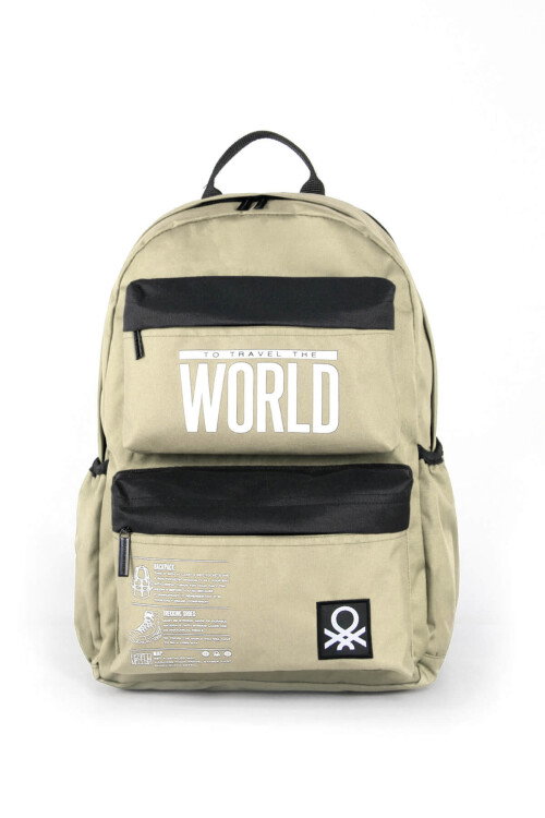 Beige-Black Unisex Backpack 03837