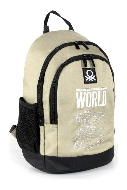 Beige-Black Unisex Backpack 03838