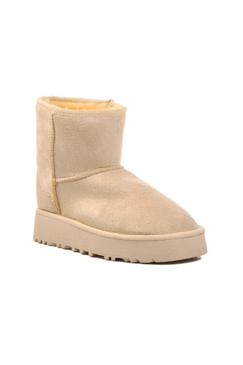 Beige Suede Fur Lined Womens Boots 696067 Z