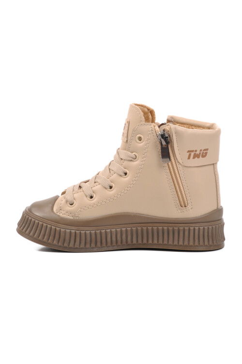 Beige-Mink Fleece Unisex Kids Boots Orion P