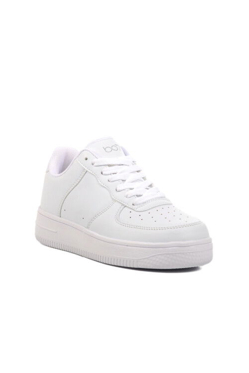 White Lace-Up Unisex Sneakers 042 G