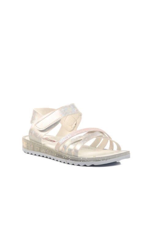 White Glittery Childrens Flat Sandals 24-400 P