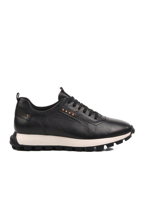 Black Genuine Leather Mens Casual Shoes 252572 M
