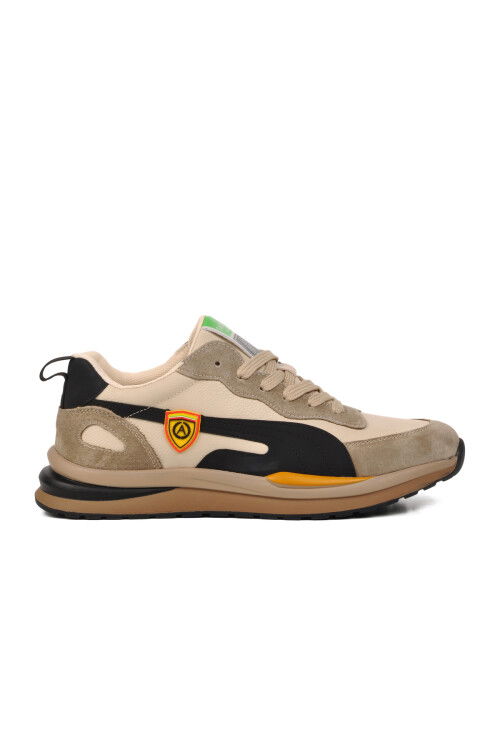 حذاء رياضي رجالي من الجلد الطبيعي باللون البيج 24Y565 M