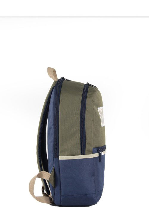 Khaki-Navy Unisex Backpack 03859
