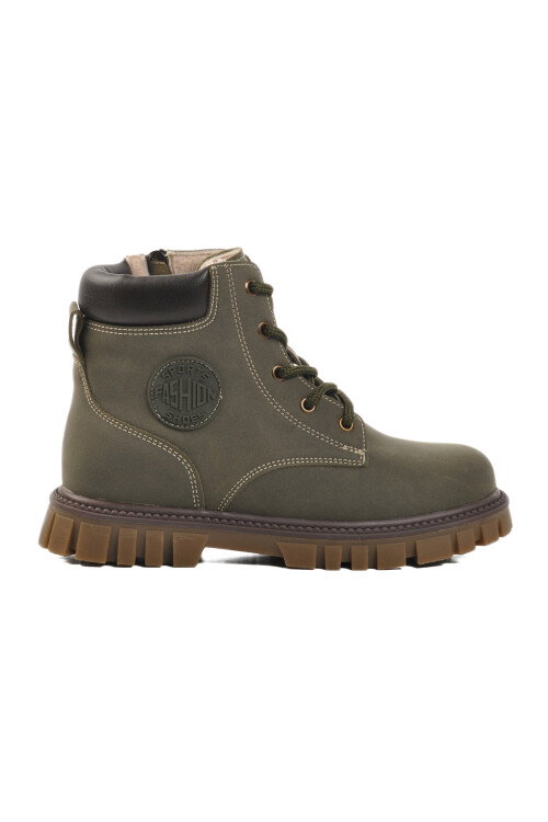 حذاء كاكي برباط وسحّاب للأطفال للجنسين 1782 F