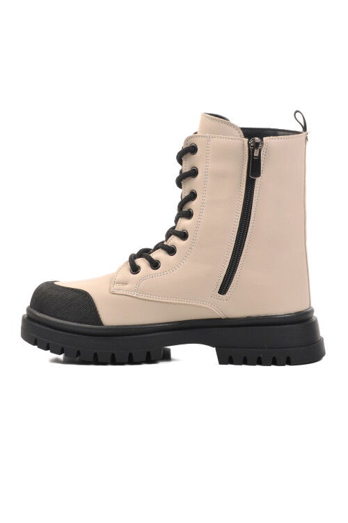 Cream Polyurethane Girls Boots 1566 F