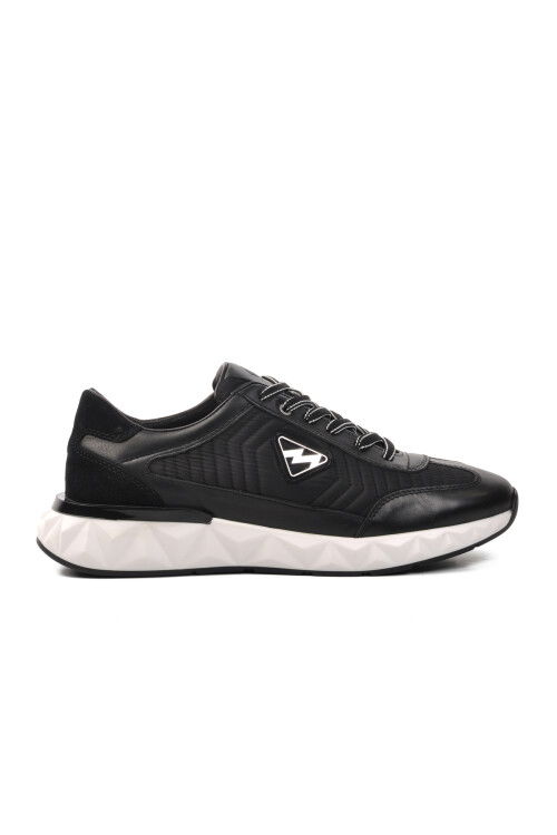 Black-White Genuine Leather Mens Sneaker 152-19498 M