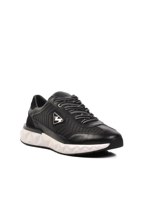 Black-White Genuine Leather Mens Sneaker 152-19498 M