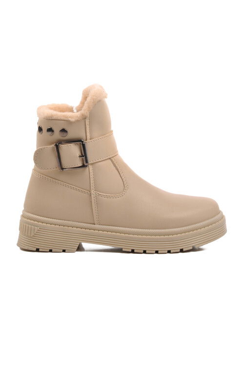 Beige Emerald Fur Inside Girls Boots 24064 F