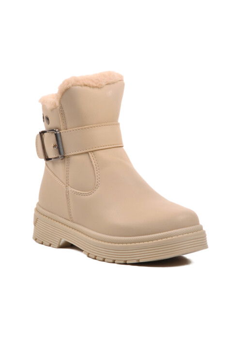 Beige Emerald Fur Inside Girls Boots 24064 F