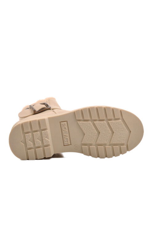 Beige Emerald Fur Inside Girls Boots 24064 F