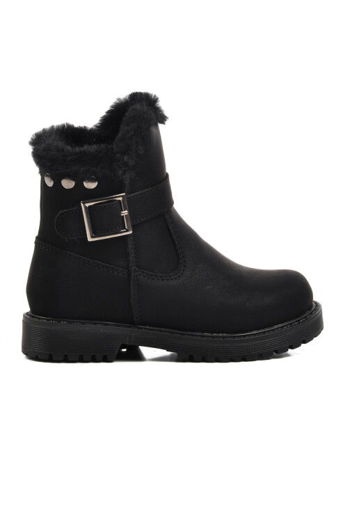 Black Non-Slip Sole Furry Girls Boots 24064 P