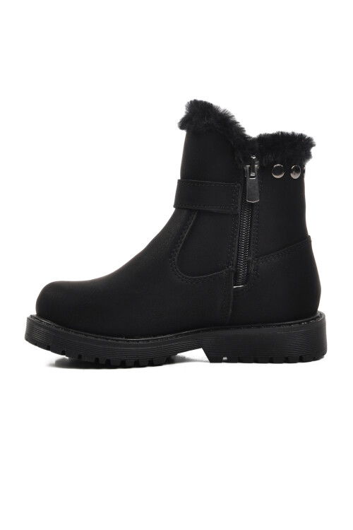Black Non-Slip Sole Furry Girls Boots 24064 P