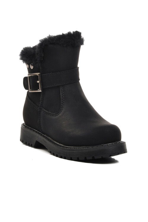 Black Non-Slip Sole Furry Girls Boots 24064 P