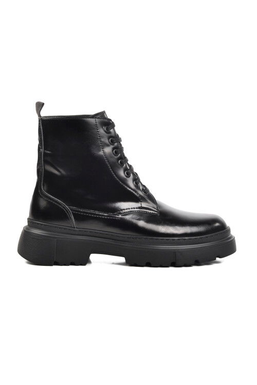 Black Open Genuine Leather Mens Boots Premium 1651 M