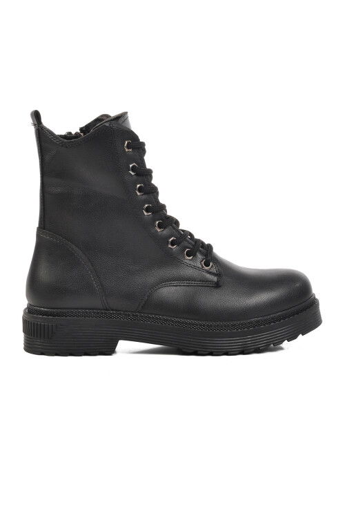 Black Leather and Fur Womens Boots 525343 Z