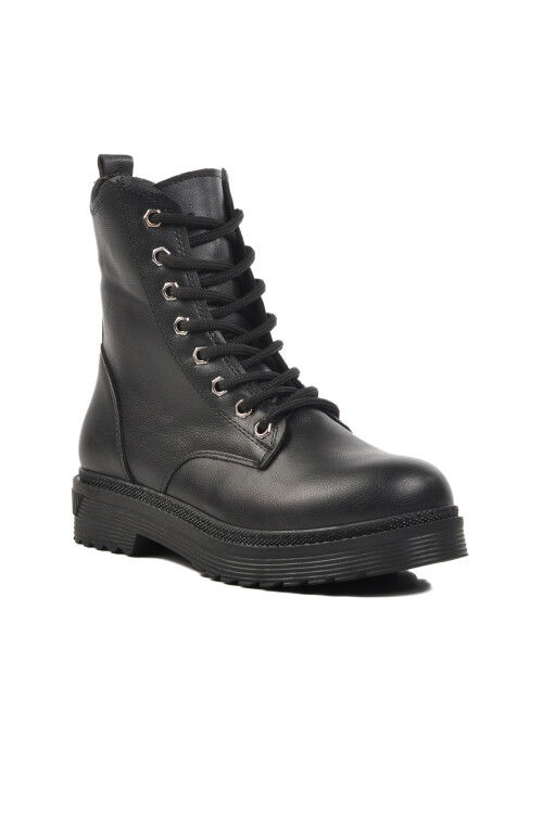 Black Leather and Fur Womens Boots 525343 Z