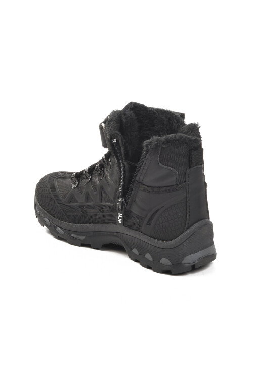 Black Unisex Velcro Furry Kids Boots 1831 F